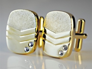 Bulk Lots: 40 pairs-Men's Cuff Links-14kt Goldtone w/rhinestones-$2.50 pr