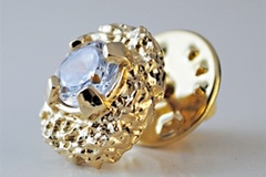 Bulk Lots: 40 pcs-Men's Nugget Tie Tack w/CZ Stone-14kt goldtone-$2.50 pcs