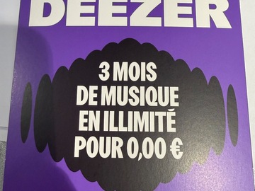 Vente: Carte deezer 3 mois (20€)