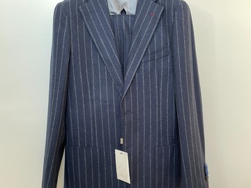 Selling with online payment: [EU] NWT Suitsupply Jort navy chalk tripe flannel suit, size 36R