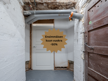 Vuokrataan: 14m2 lämmin varastotila Eirasta - Ensimmäinen kuu -50%