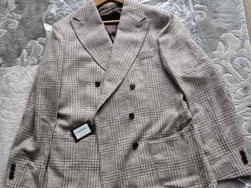 Selling with online payment: Suitreview Elmhurst Beige Check Wool, Alpaca, Silk, Linen Suit