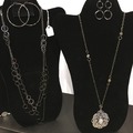 Bulk Lots: 50 sets-Designer Name Gunmetal Necklace & Earring Sets-$1.99 set