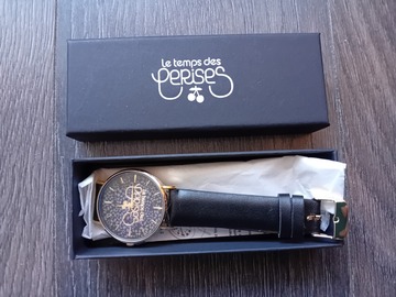 Vente: Montre noire et dorée Le Temps des Cerises - Neuve