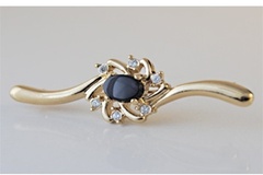 Bulk Lots: 50 pcs-Genuine Black Onyx Pin w/CZ stones-14kt goldtone-$1.99 pcs