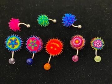 Bulk Lots: 100 pcs--Belly Charms--Asst. Fuzzy Balls Jewelry--$0.99 pcs!