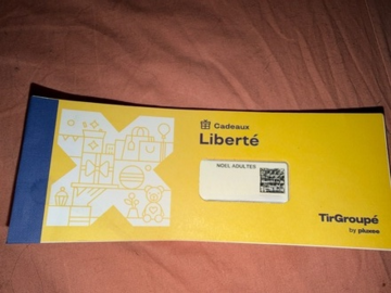 Vente: Chèques cadeaux TirGroupé "Liberté" (180€)
