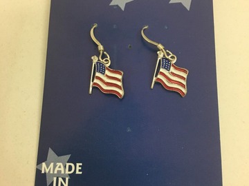 Bulk Lots: 50 pairs-Genuine Sterling Silver Flag Earrings-$2 pair