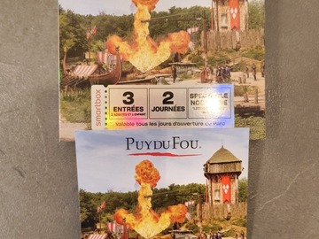Vente: Billets Puy du Fou 2026 - 2 jours - 2 adultes et 1 enfant (221€)