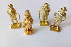 Vente: 4 fèves en métal doré personnages célèbres