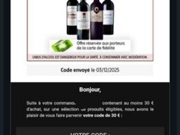 Vente: 2 codes Intermarché Drive (60€)