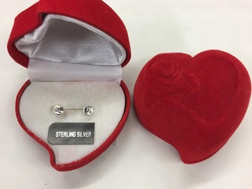 Bulk Lots: 24pairs Genuine 4mm Sterling Silver Earrings-Box-$4.12pr