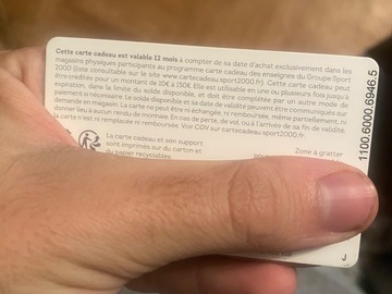 Vente: Carte cadeau Sport 2000 (40€)