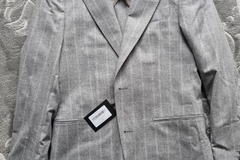 Selling with online payment: Elmhurst Stone Gray Double Chalkstripe Wool and Cashmere