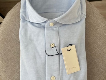 Selling with online payment: NWT Suitsupply light blue knitted pop-over shirt, size 15.5\15.75