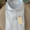 Selling with online payment: NWT Suitsupply light blue knitted pop-over shirt, size 15.5\15.75