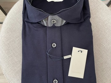 Selling with online payment: [EU] NWT Suitsupply navy knitted pop over shirt, size 15.5\15.75