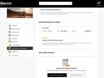 Vente: Bon d'achat Motoblouz (201,99€)