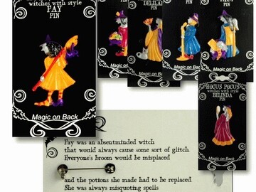 Bulk Lots: 144 pcs--Halloween Witches Pins--Witches with Style $0.69 pcs!