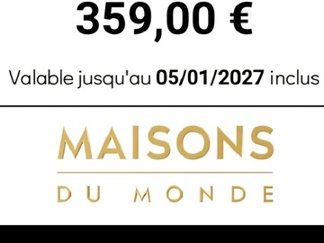 Vente: e-Carte cadeau Maisons du monde (359€)