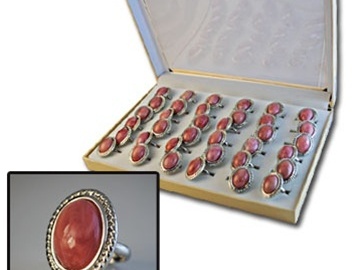 Bulk Lots: 144 pcs Faux Rose Quartz Silvertone Rings-In Display-$0.69 pc!