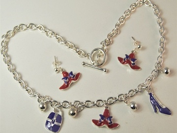 Bulk Lots: 40 sets-Red Hat Necklace & Earrings Set-$2.50 set