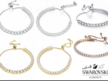 Bulk Lots: 48 Assorted Slider Bracelets made with Swarovski Elements- 