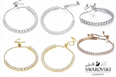 Bulk Lots: 48 Assorted Slider Bracelets made with Swarovski Elements- 