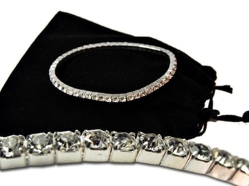 Bulk Lots: 34-Swarovski Rhinestone Bracelets-Crystal/Silvertone-$2.99 ea