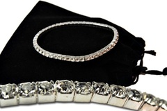 Bulk Lots: 34-Swarovski Rhinestone Bracelets-Crystal/Silvertone-$2.99 ea