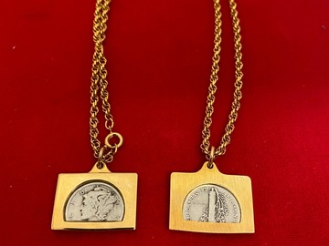 Bulk Lots: 20 pcs--Vintage sterling silver dime on 18" rope chain--$4.99