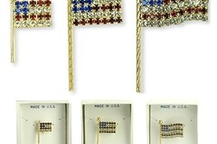 Bulk Lots: 40 Flag Swarovski Rhinestone Pins--$2.50 each! American MADE!