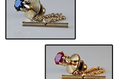 Bulk Lots: 40 pcs-Men's Ruby CZ and Sapphire CZ Tie Tacks-$2.50 ea