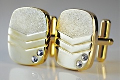 Bulk Lots: 40 pairs-Men's Cuff Links-14kt Goldtone w/rhinestones-$2.50 pr