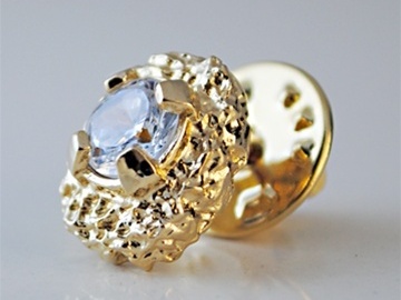 Bulk Lots: 40 pcs-Men's Nugget Tie Tack w/CZ Stone-14kt goldtone-$2.50 pcs