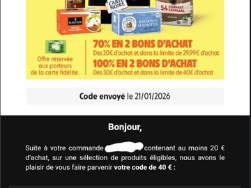 Vente: 3 codes Intermarché Drive (120€)