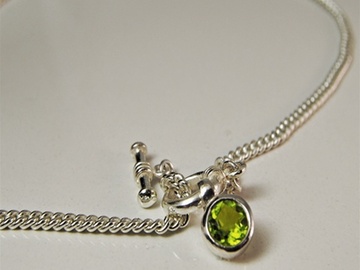 Bulk Lots: 50 pcs-Peridot Sterling Silvertone Toggle Necklace 16"--$2.00 ea