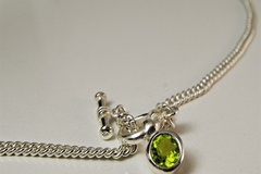Bulk Lots: 50 pcs-Peridot Sterling Silvertone Toggle Necklace 16"--$2.00 ea