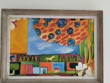 Selling: Peinture peinture naïve signée SAND avec cadre