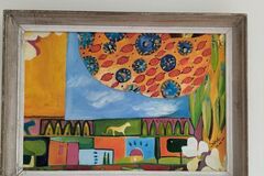 Selling: Peinture peinture naïve signée SAND avec cadre