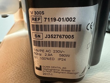 Gebruikte apparatuur: Durr dental uitzuigmotor v 300s 