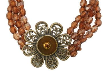 Bulk Lots: 100 pcs-Smoke Topaz 3-row Beaded Flower Bracelet-$0.99 pcs