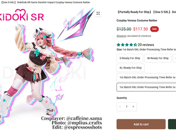 Selling with online payment: DokiDokiCos Varesa Genshin Impact Cosplay - Size 5XL (with wig)!
