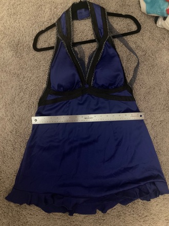 blue winter cocktail dress Ladivine KV1090 Elegant A-line Mini Dress Blue / XL