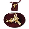 Bulk Lots: 50 pcs-14kt Goldtone Lg. Angel Pin-Genuine Ruby-Velvet Pouch