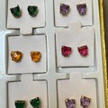 Bulk Lots: 1080 pairs--Rhinestone Heart Earrings with display--$0.10 pair