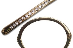Bulk Lots: 40 pcs-14kt Goldtone Swarovski Bangle Bracelet-$2.50 ea