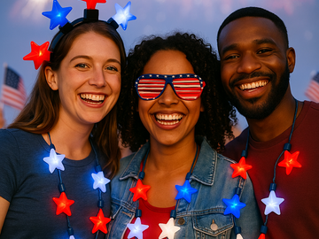 Bulk Lots: 1800 Pcs 4th of July LED Accessories, Necklace Headband Glasses