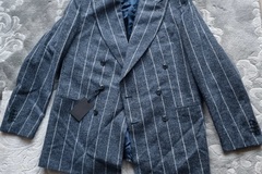 Selling with online payment: Suitreview Elmhurst Slate Blue Wide Chalkstripe Alpaca and Wool