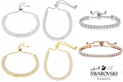 Bulk Lots: 18 Assorted Slider Tennis Bracelets made with Swarovski Elements-